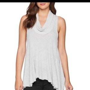 Free People We The Free Swing It Cowl Neck Tank Size Small Waffle Knit Gray Boho